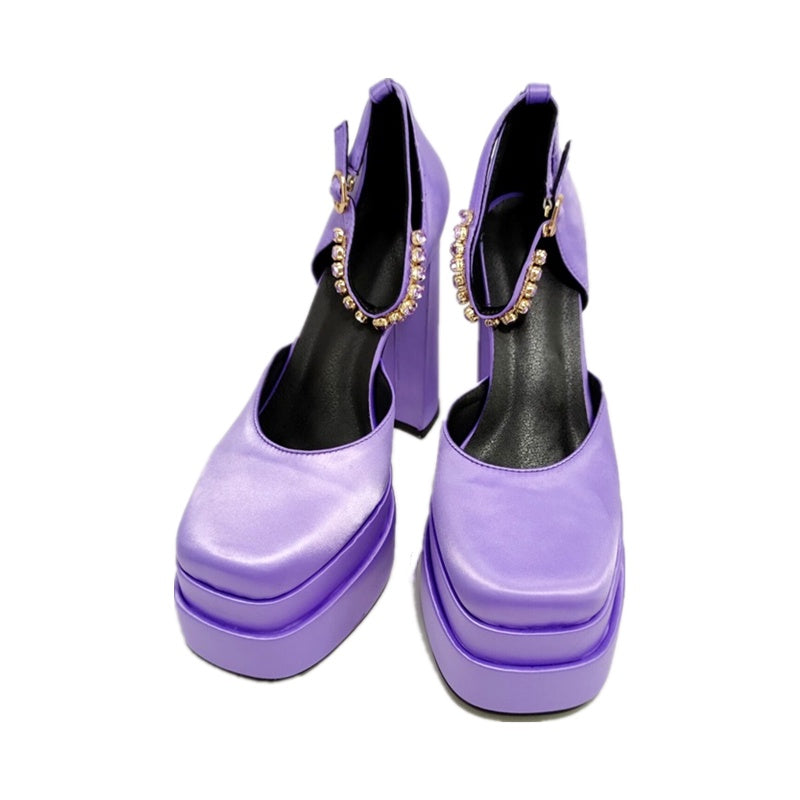 Women's Summer European And American Fashion Waterproof Platform Square Toe High-heeled Sandals