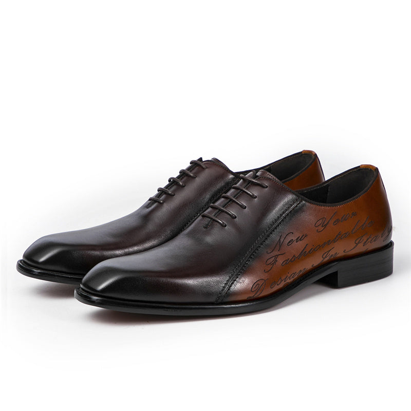 Plus Size Men’s Leather Colorblock Oxford Shoes