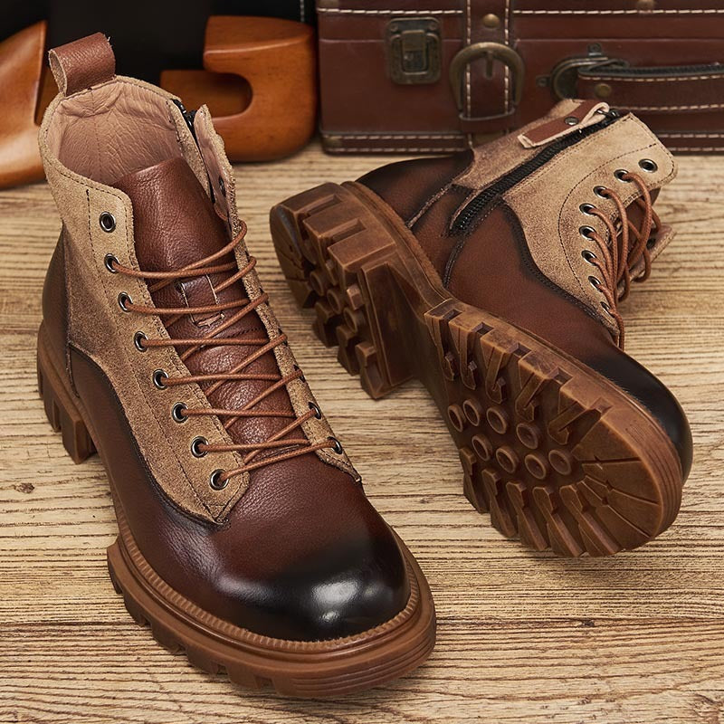Fashion Men's Vintage High Top Martin Boots Brown
