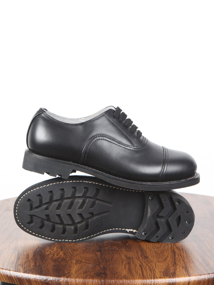 Men's Three Connector Lace-Up Leather Shoes Black