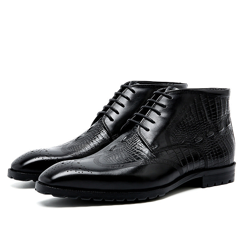 Men's Breathable Cowhide Martin Boots Low Heel