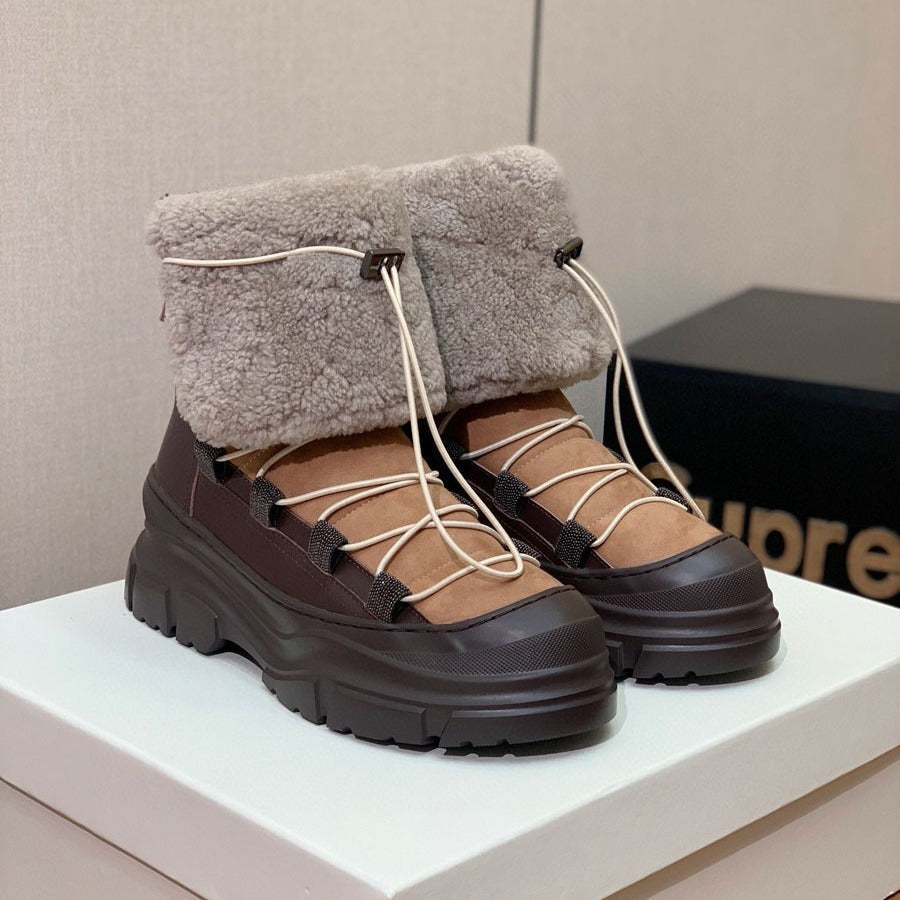 European & American Fur-Lined Winter Ankle Boots