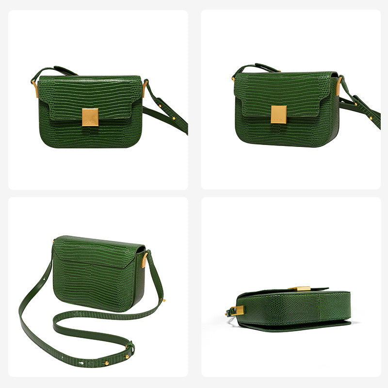 Vintage Lizard Pattern Leather Small Knight Bag