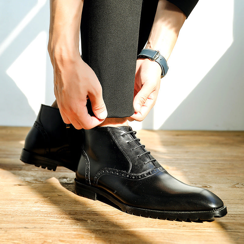 Vintage Men's Mid Top Cowhide Leather Boots