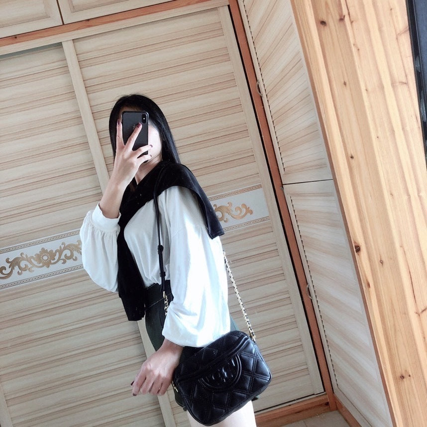 Fresh Literary Sheepskin Diamond Square Shoulder Bag