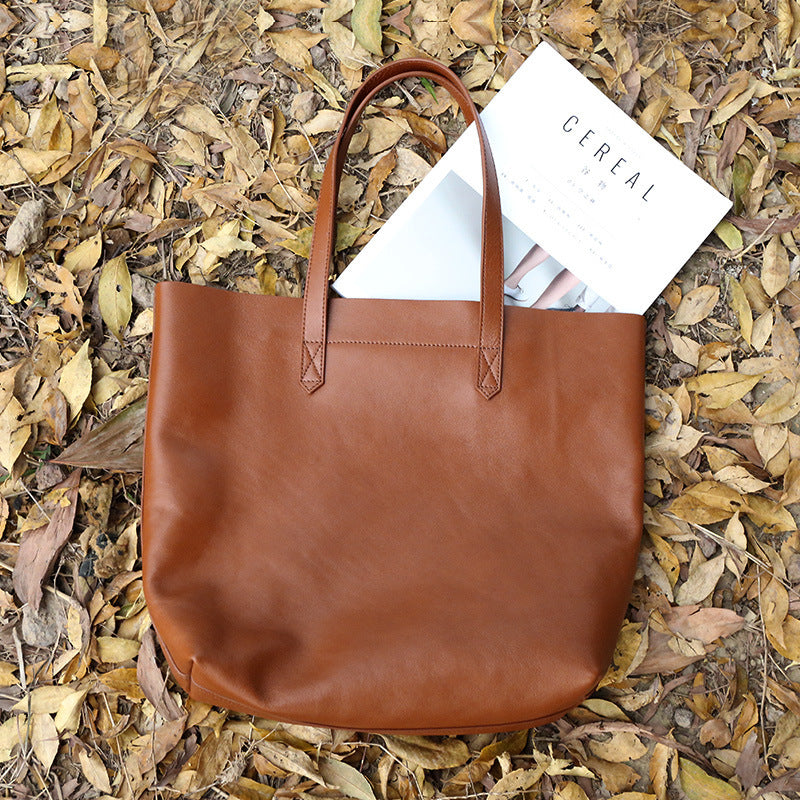 Large Cowhide Leather Women’s Single Shoulder Tote