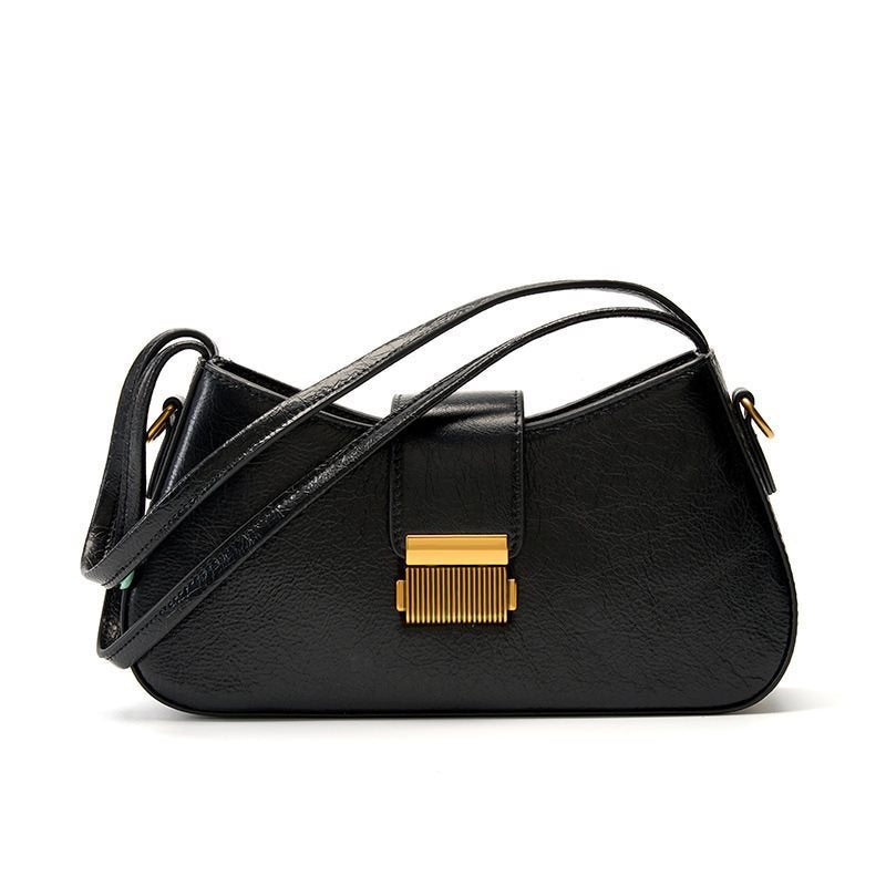 New Cowhide Women’s Retro Black Shoulder Bag