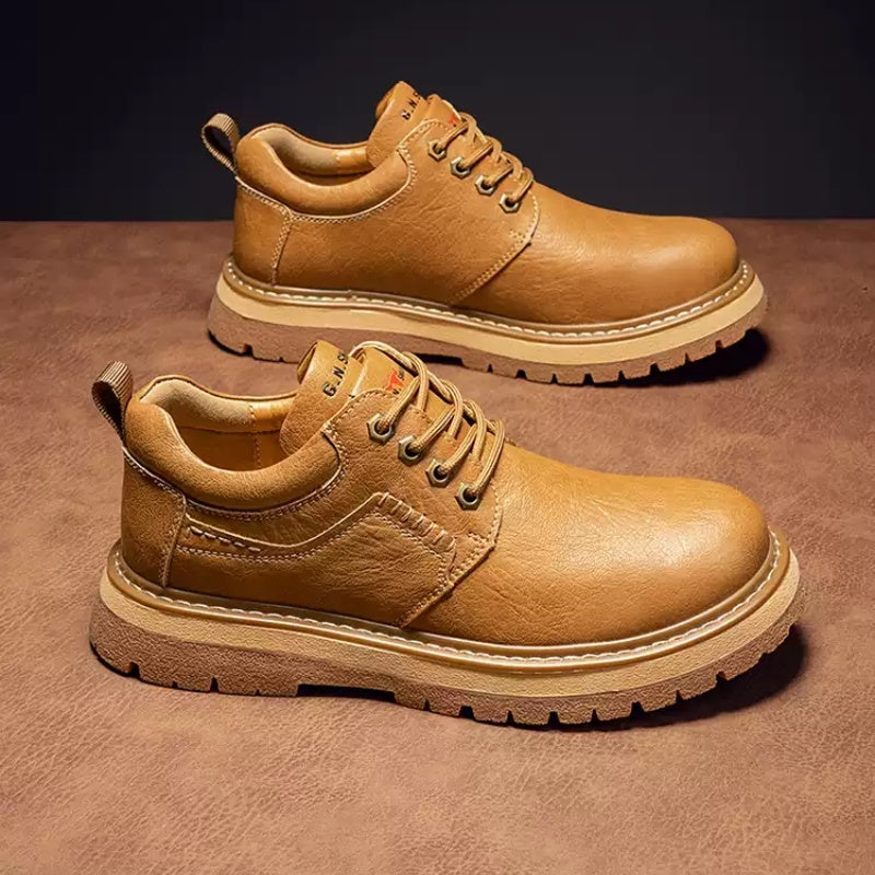 Men's Vintage Casual Leather Shoes, Lace-Up, Durable