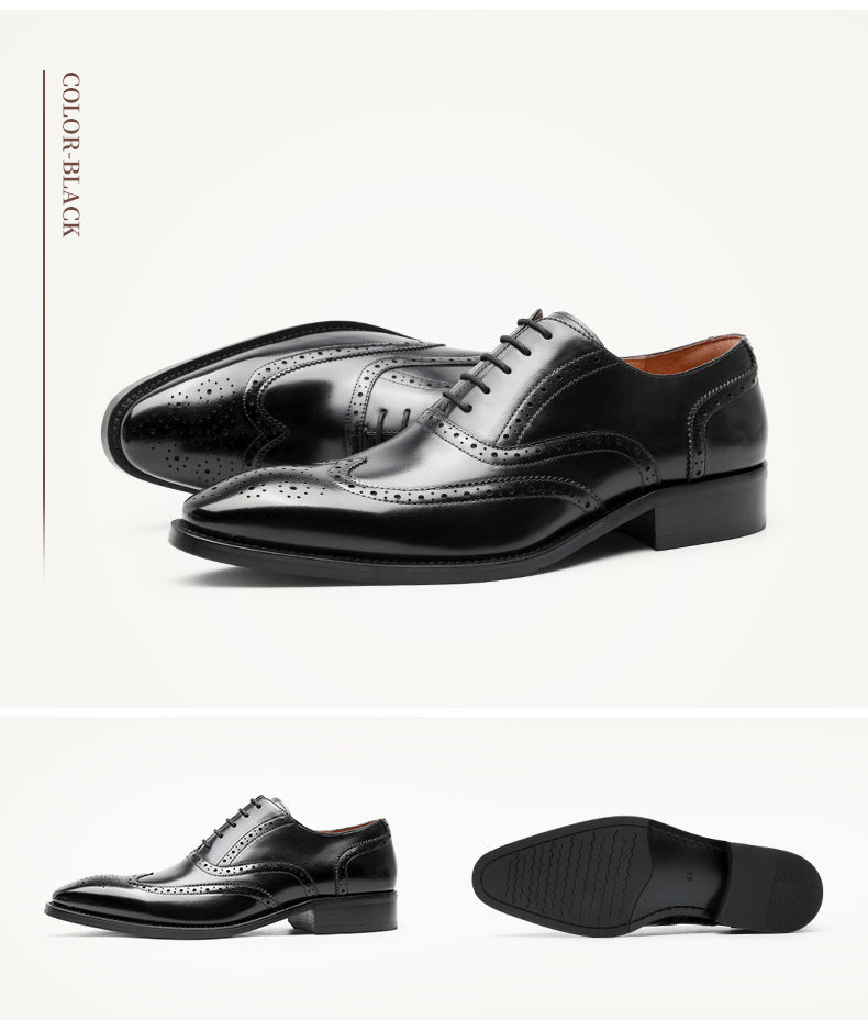 Men's Cowhide Leather Business Formal British Korean