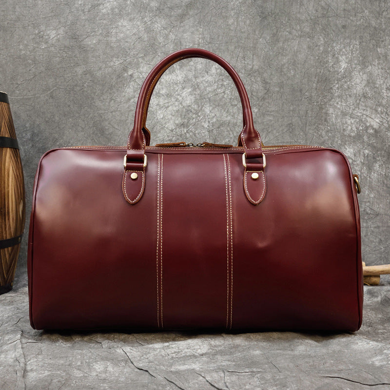 Large Capacity Men's Cowhide Leather Travel Shoulder Bag
