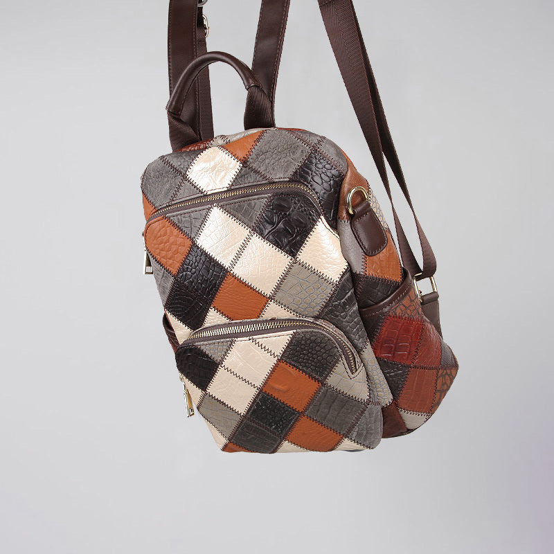 Large Cowhide Leather Travel Mommy Bag, Waterproof