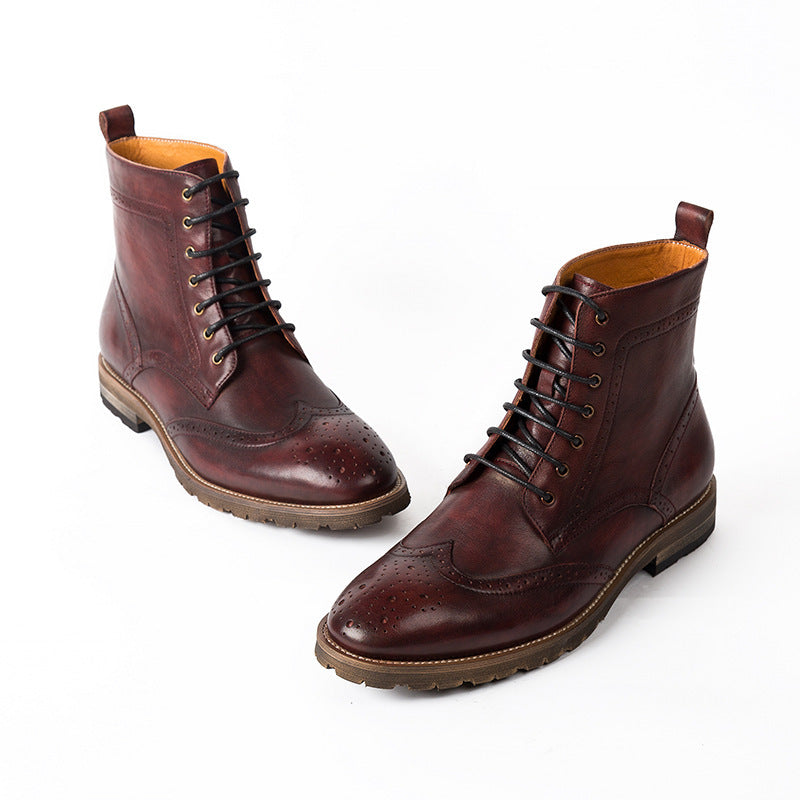 Men's British Brock Martin Boots Leather Rubber Sole