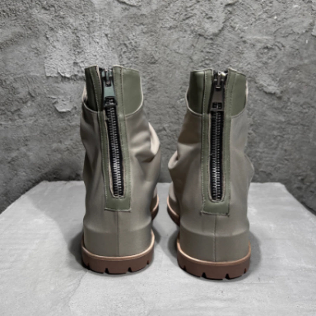 Men's Zip Platform High-top Pleated Leather Knight Boots