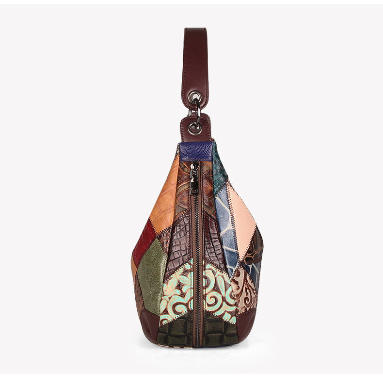 Women’s Large Color-Contrast Leather Tote Bag
