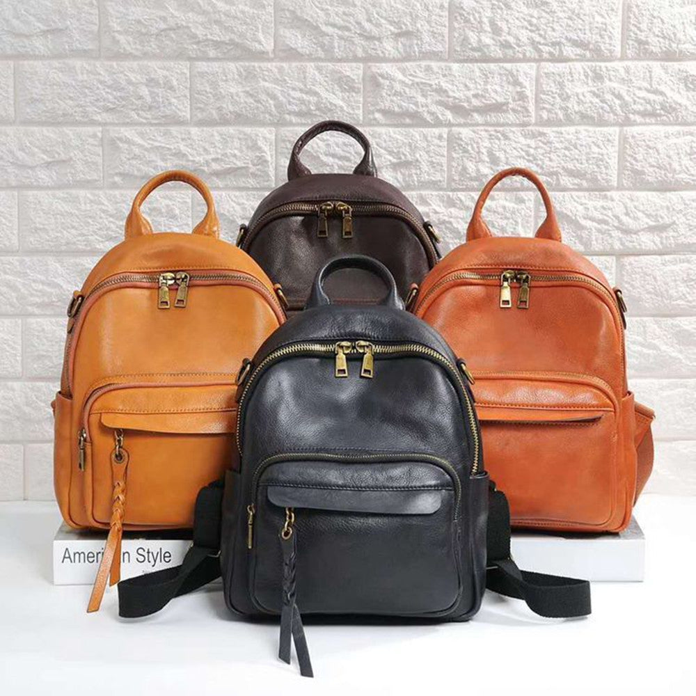 Retro Soft Two-Layer Cowhide Leather Backpack