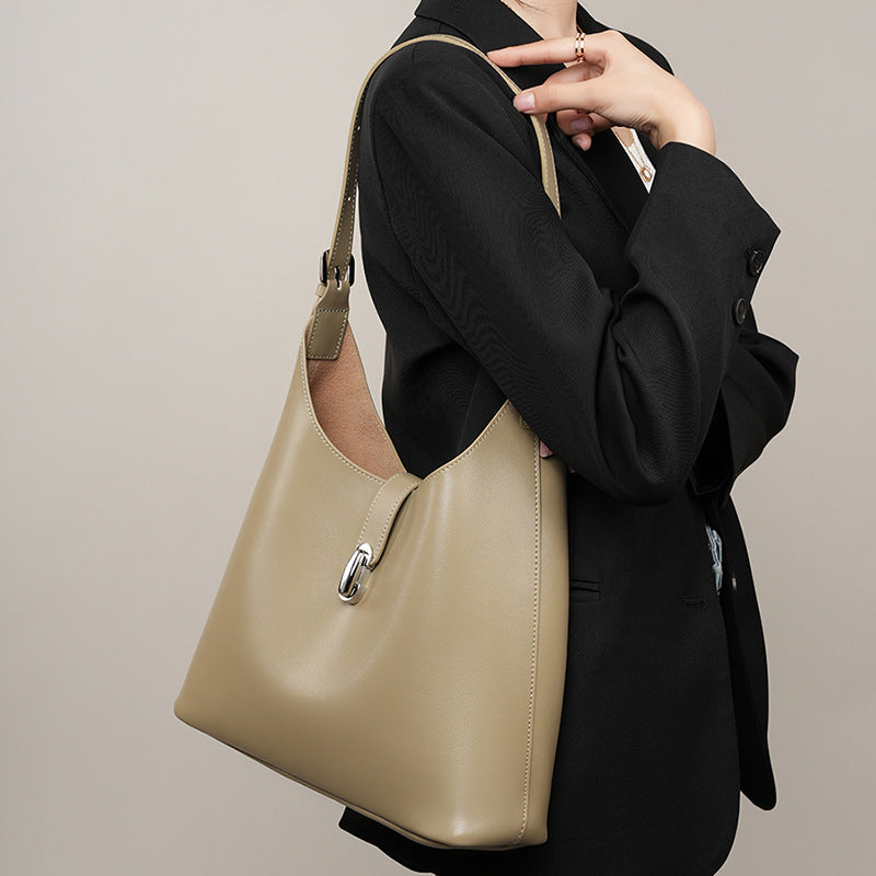 Large Cowhide Leather Tote Bag, Retro Style