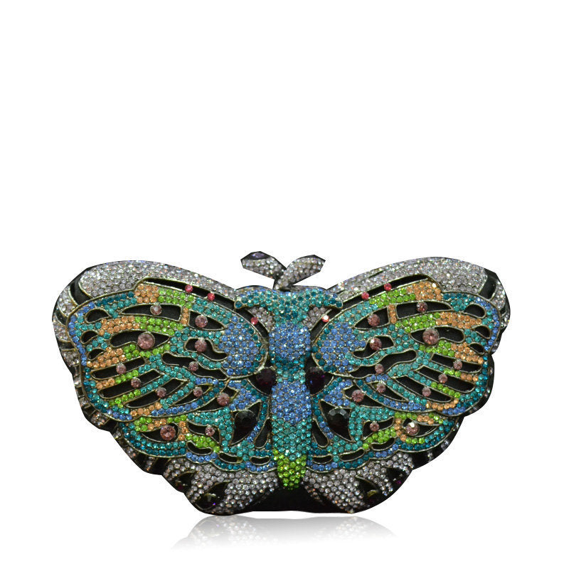 Women's Handmade Butterfly Rhinestone Chain Clutch Bag