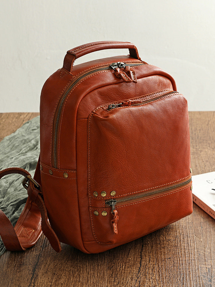 Cowhide Water-Resistant Polished Backpack - Unisex