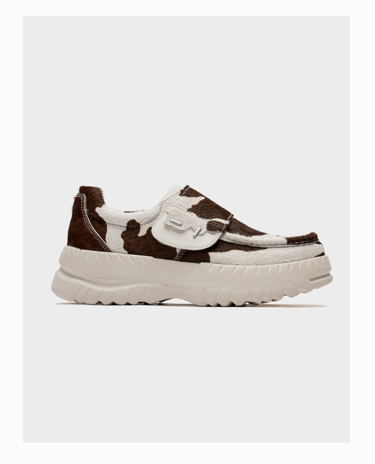 Cow Leather Thick-Soled Platform Sneakers, Multiple Sizes