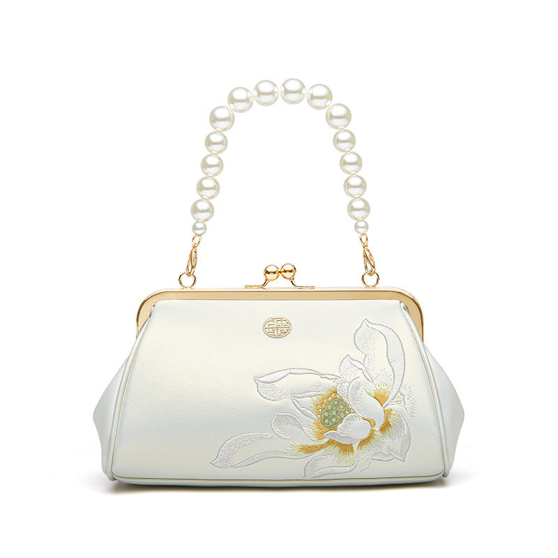 Hand-Embroidered Cowhide Han Chinese Clutch Bag