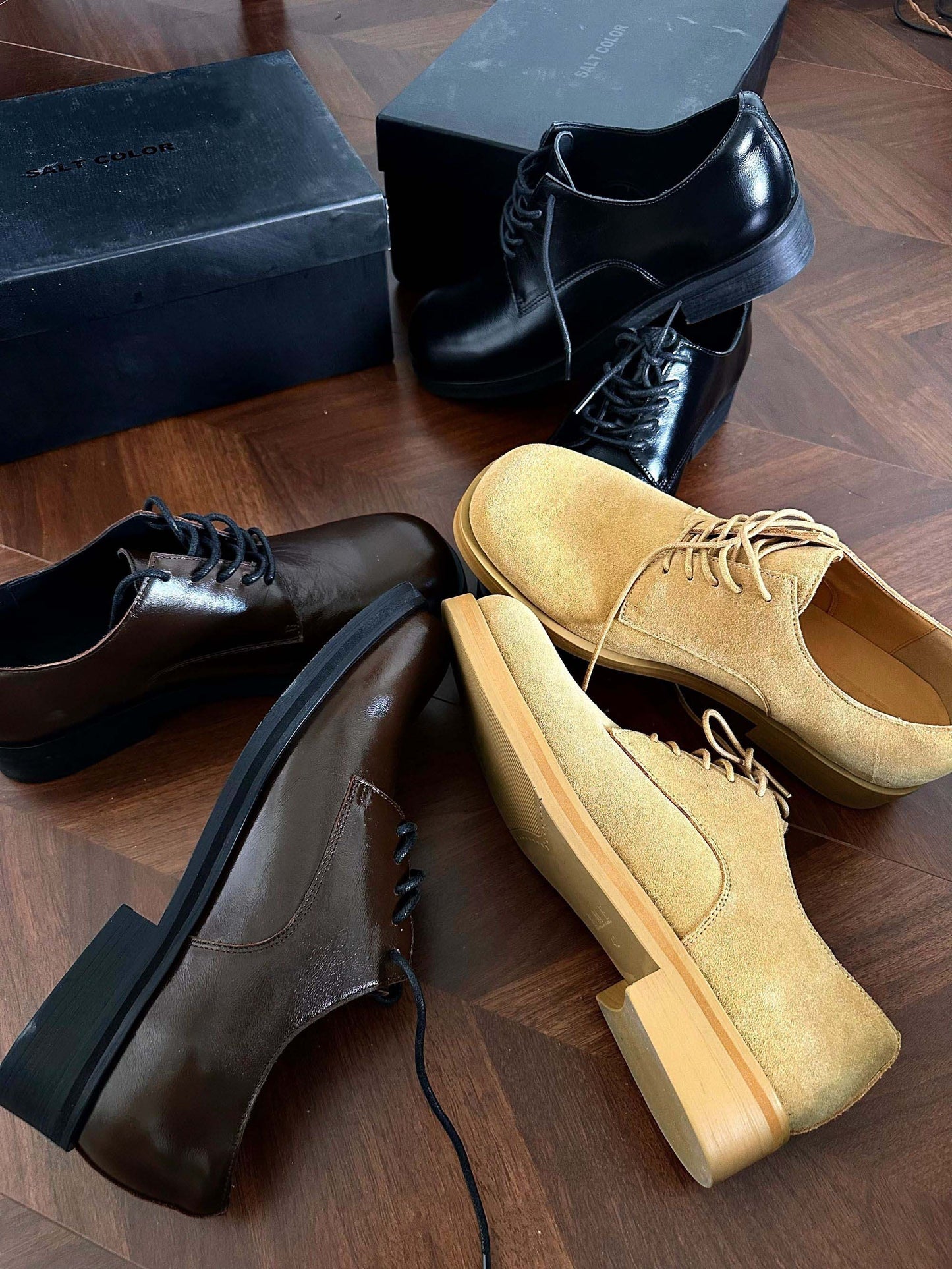 Retro Casual Big Head Derby Synthetic Leather Shoes