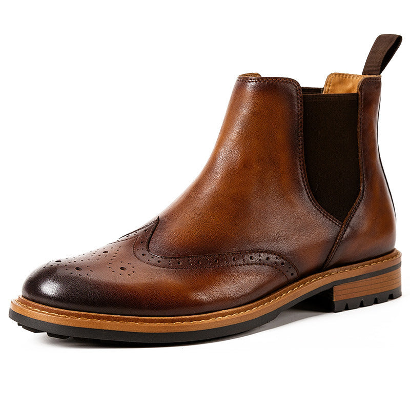 Men's British Retro High-Top Cowhide Leather Boots