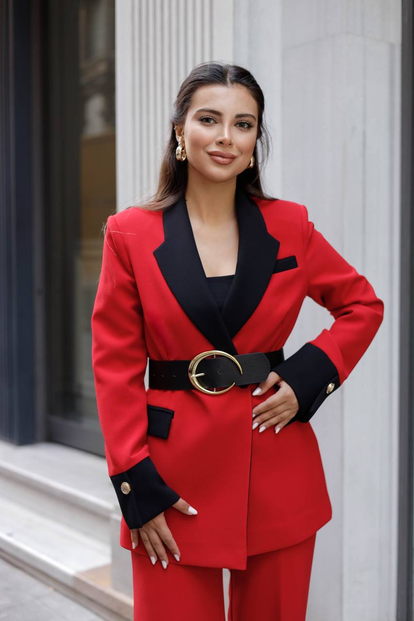 SuitLegacy Belted Red Women Suit