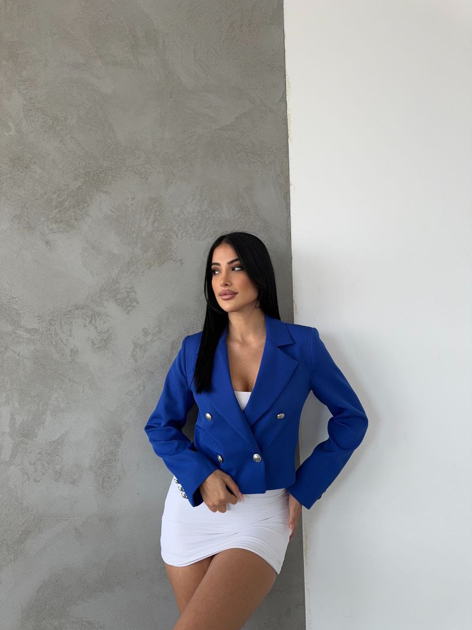 SuitLegacy Cropped Double-Breasted Blazer