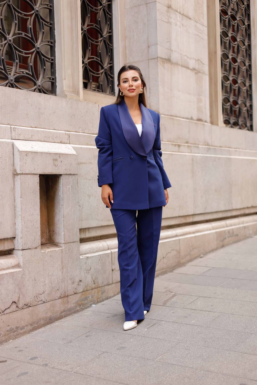 SuitLegacy Satin Lapel Royal Blue Women Suit