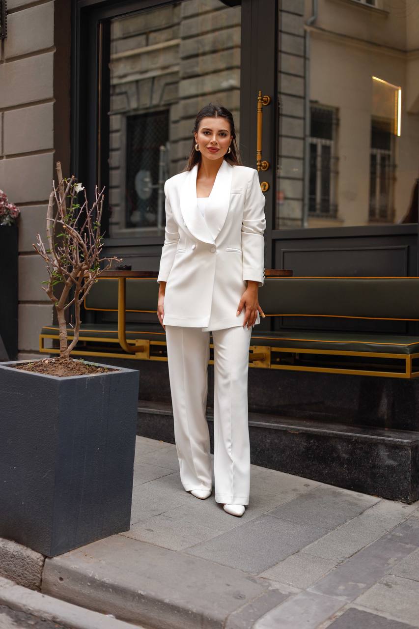 SuitLegacy Satin Lapel White Women Suit