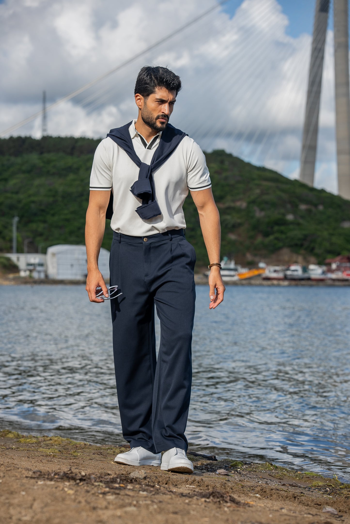 White Men’s Special Design Polo