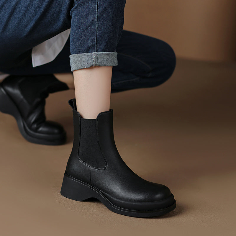 Women's Autumn Leather Platform Martin Boots