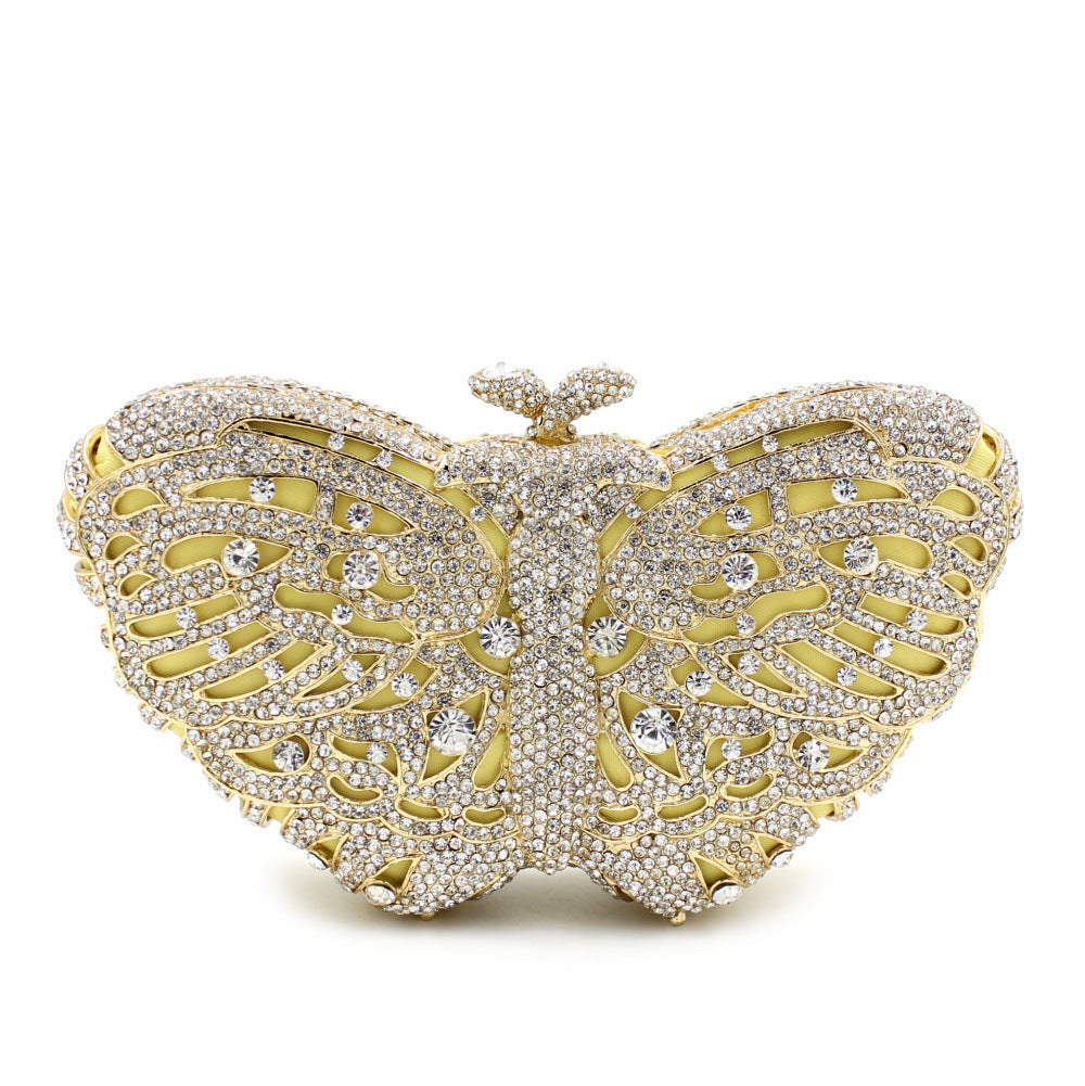 Women's Handmade Butterfly Rhinestone Chain Clutch Bag