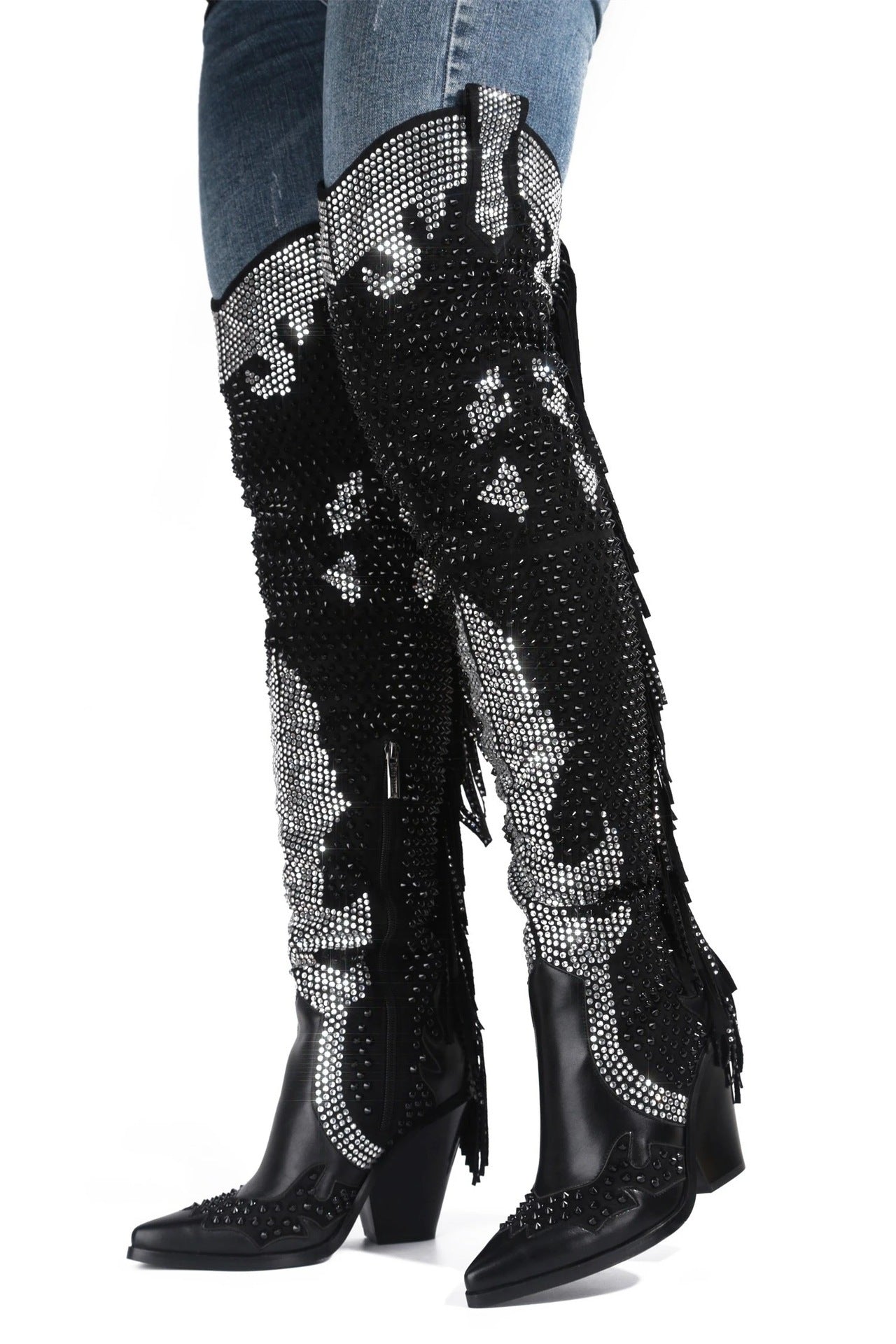 Over-the-knee Fringed Wedge Heel Sexy Fashion Boots