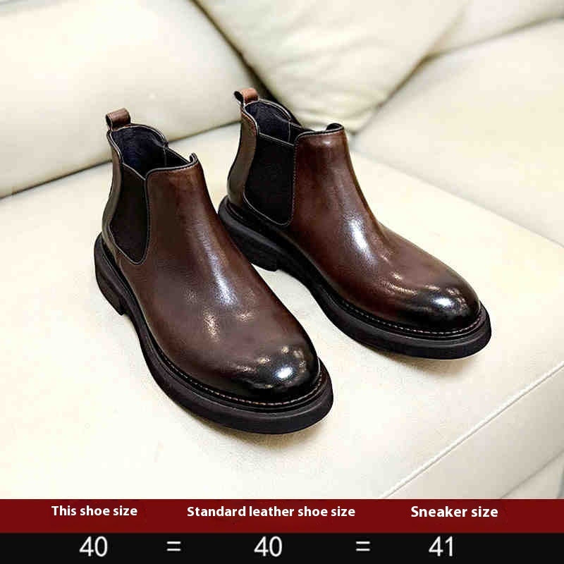 Men's Genuine Leather High-Top Martin Boots Thick Sole