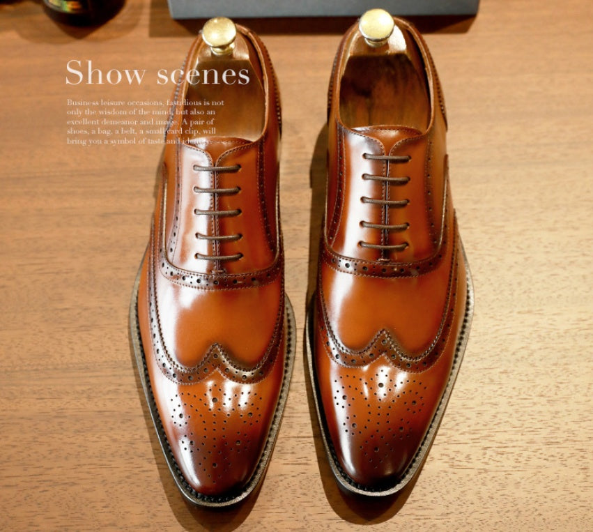 Men's Cowhide Leather Business Formal British Korean