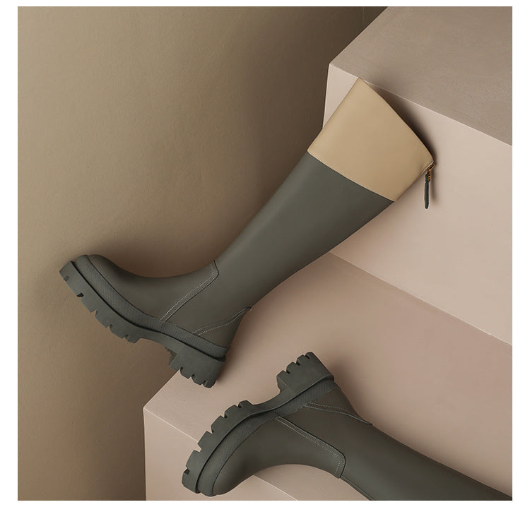 Women’s British Thick Heel High Tube Boots
