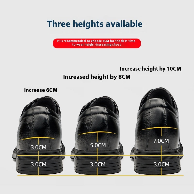 Men’s Height Increasing Cowhide Leather Derby Shoes