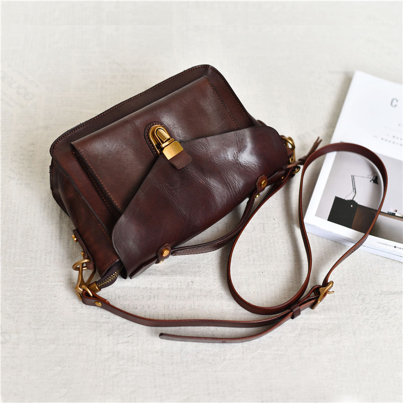 Vintage Handmade Top Layer Cowhide Messenger Bag