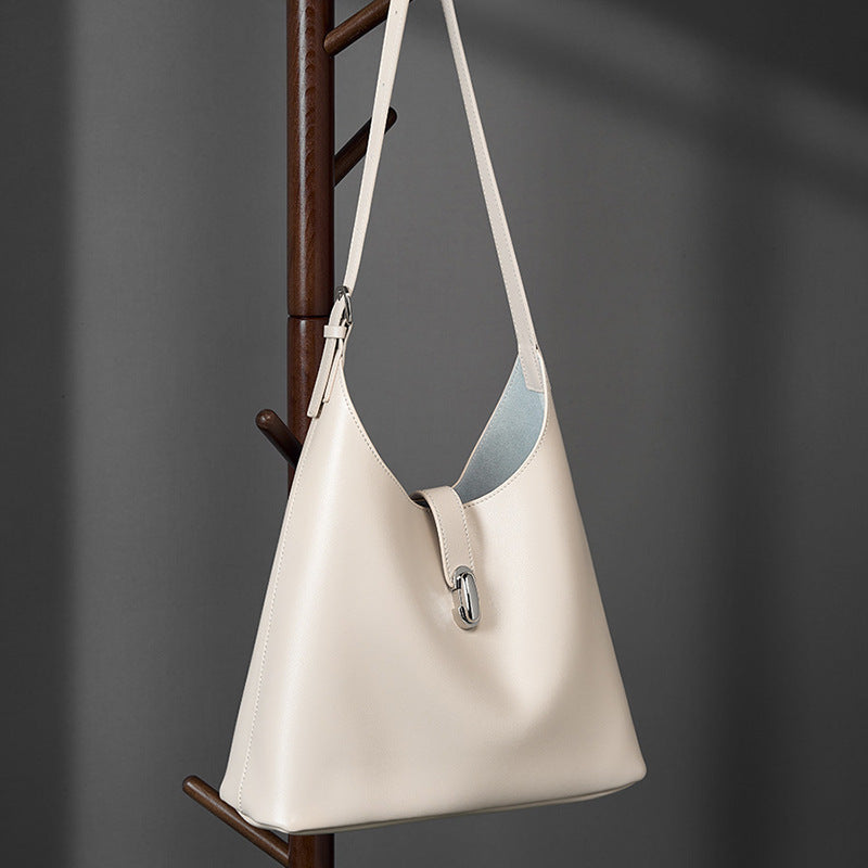 Large Cowhide Leather Tote Bag, Retro Style