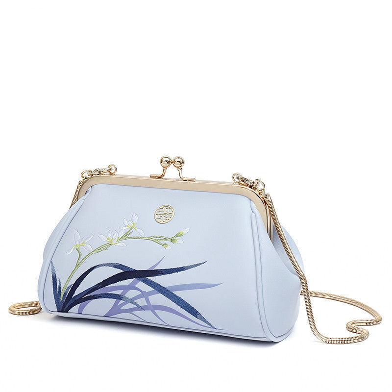 Exquisite Ladies Leather Shoulder Bag in Light Blue