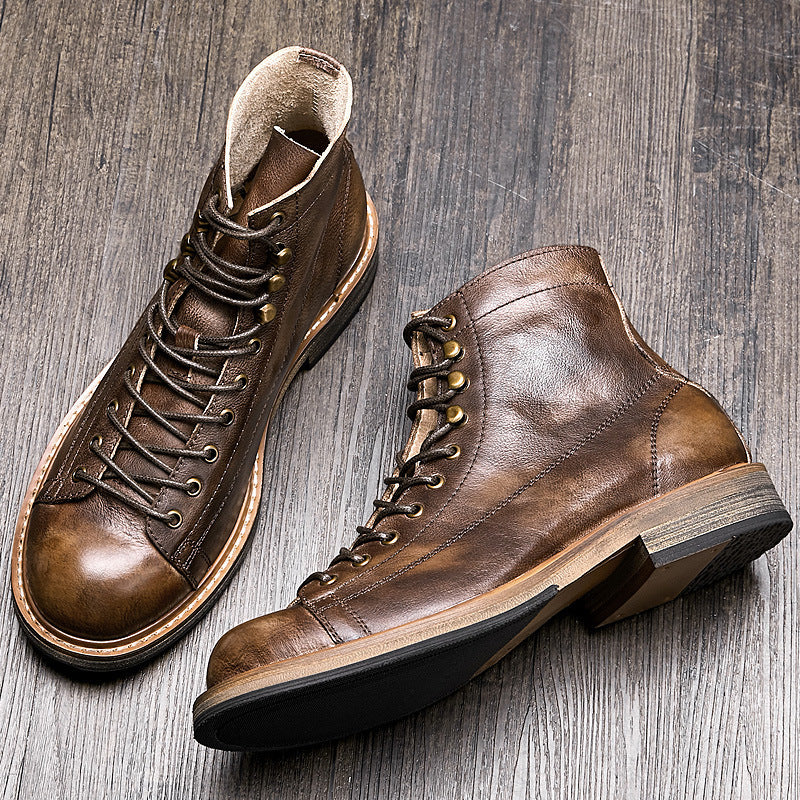 Men's Summer Vintage High Top Leather Martin Boots