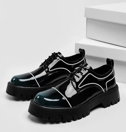 Men's Korean Trendy White High-Top Casual Sneakers