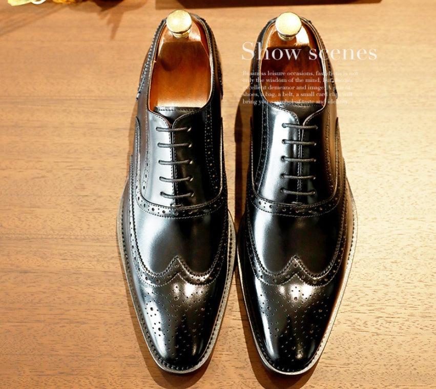Men's Cowhide Leather Business Formal British Korean