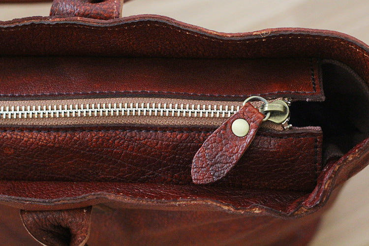 Women’s Large Cowhide Shoulder Bag - Brown