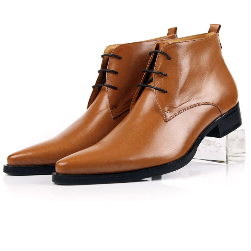Men’s Lace-Up Business Short Boots, High Top, Multiple Colors
