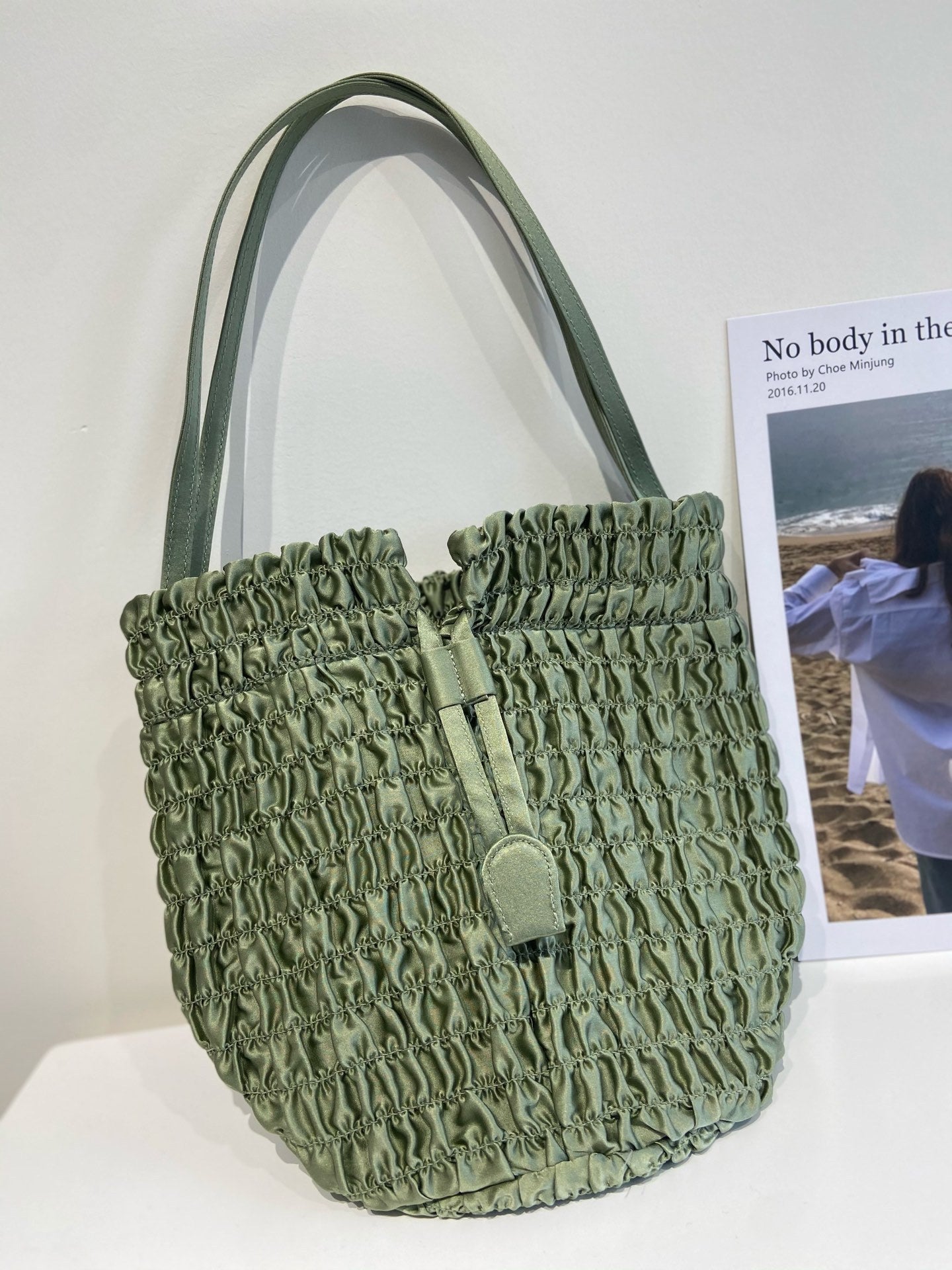 Silk Pleated Drawstring Tote Bag - Elegant Colors