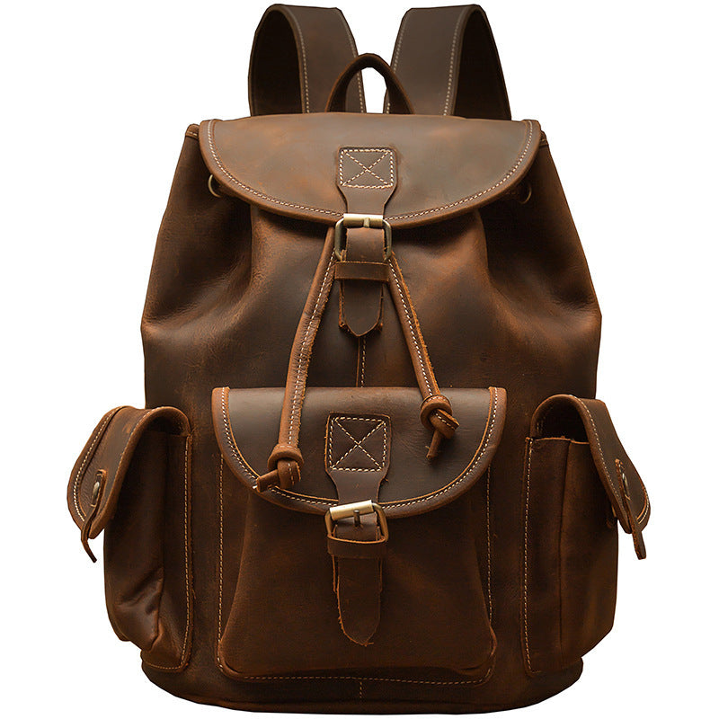 Handmade Crazy Horse Leather Medium Backpack, Vintage