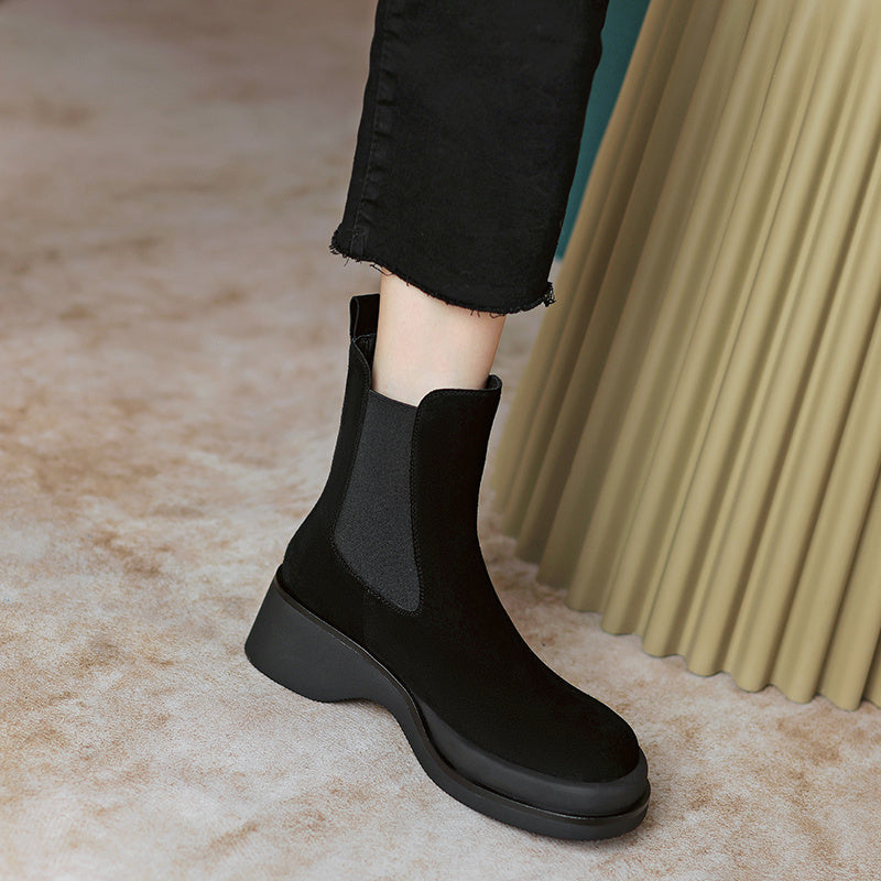 Women's Autumn Leather Platform Martin Boots