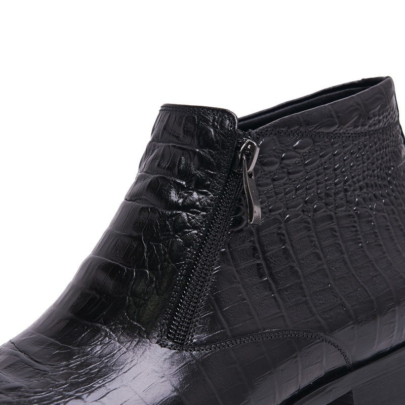 Men’s High-top Formal Business Leather Boots, Black/Brown